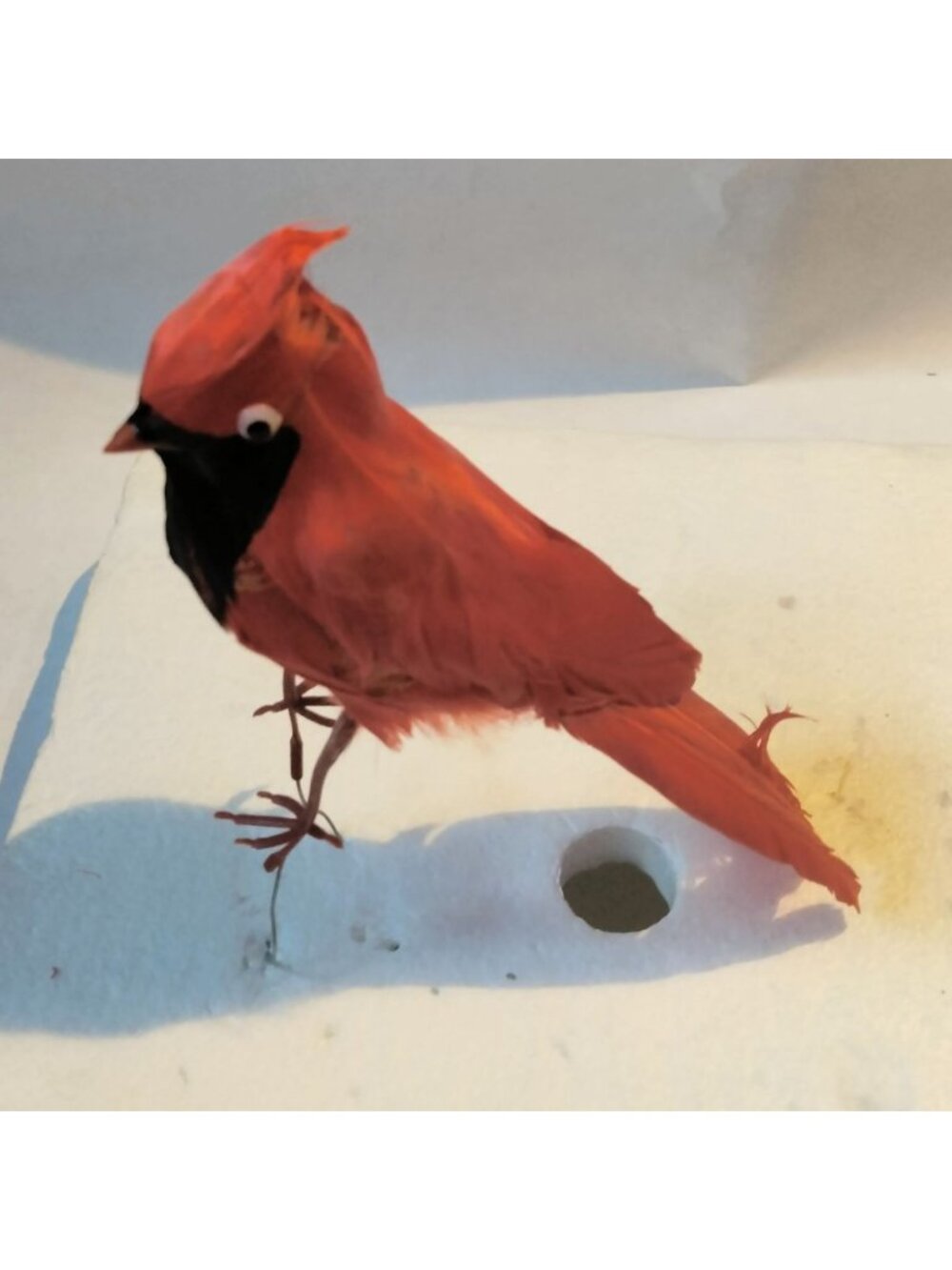 Red Cardinal Bird Figurine Feathered Wire Craft Pick